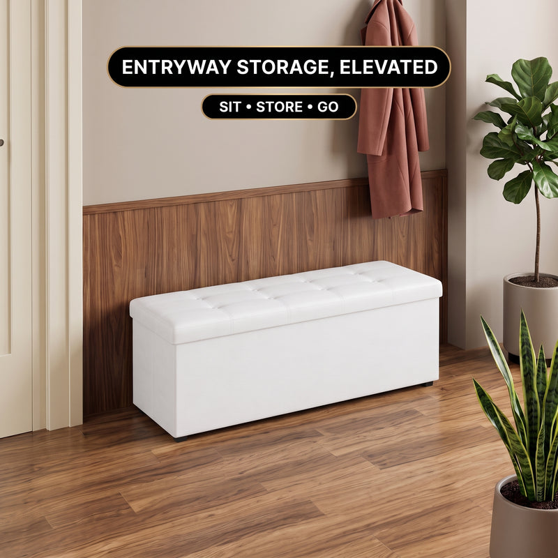 BENCH WITH STORAGE – FOLDING OTTOMAN WITH PADDED SEAT - 11