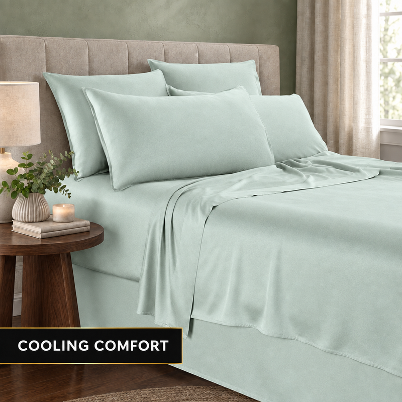 Bamboo Cooling Sheets – 300TC Viscose Sateen Sheet Set - 11