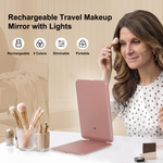 Portable LED Makeup Mirror – Rechargeable, Adjustable Brightness, Compact & Travel-Friendly - 11