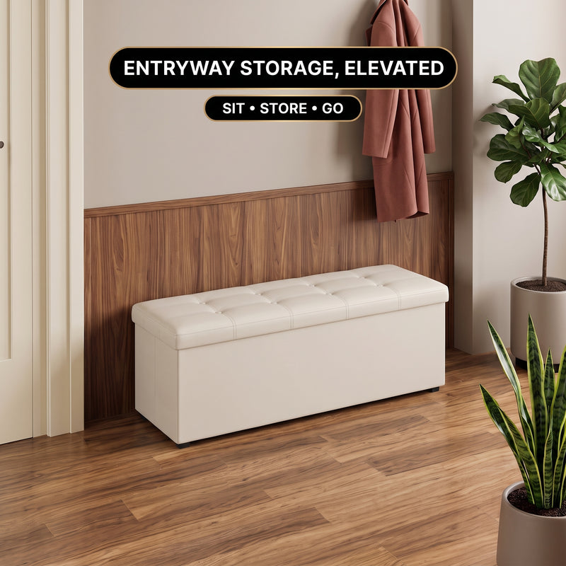 BENCH WITH STORAGE – FOLDING OTTOMAN WITH PADDED SEAT - 11