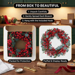CHRISTMAS BERRY WREATH FOR FRONT DOOR – WINTER PINE HOLIDAY DÉCOR - 11