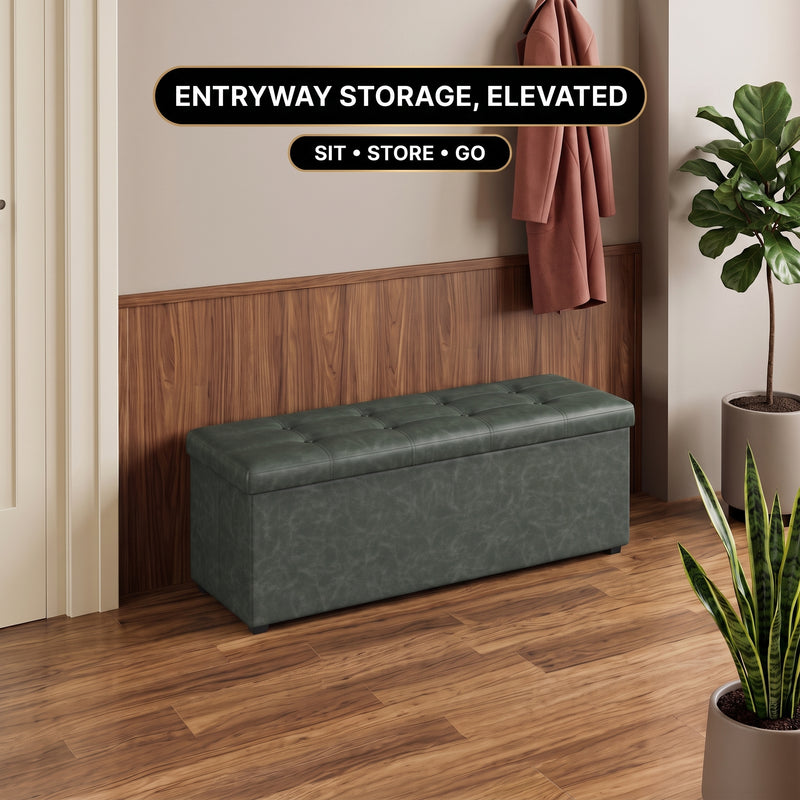 BENCH WITH STORAGE – FOLDING OTTOMAN WITH PADDED SEAT - 11