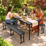 6 Ft Folding Picnic Table with 2 Benches (3-Piece Set) - 11