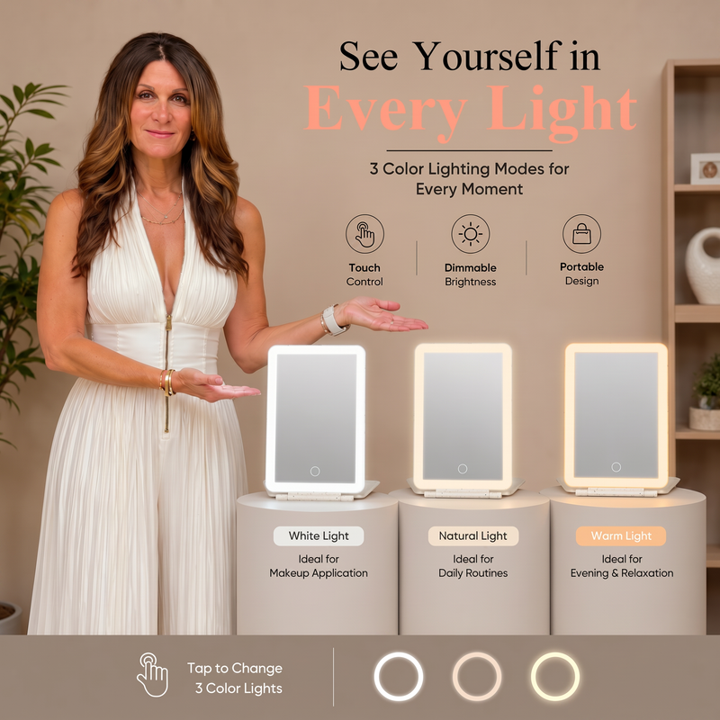 Portable LED Makeup Mirror – Rechargeable, Adjustable Brightness, Compact & Travel-Friendly - 11