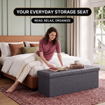 BENCH WITH STORAGE – FOLDING OTTOMAN WITH PADDED SEAT - 12