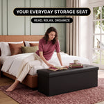 BENCH WITH STORAGE – FOLDING OTTOMAN WITH PADDED SEAT - 12