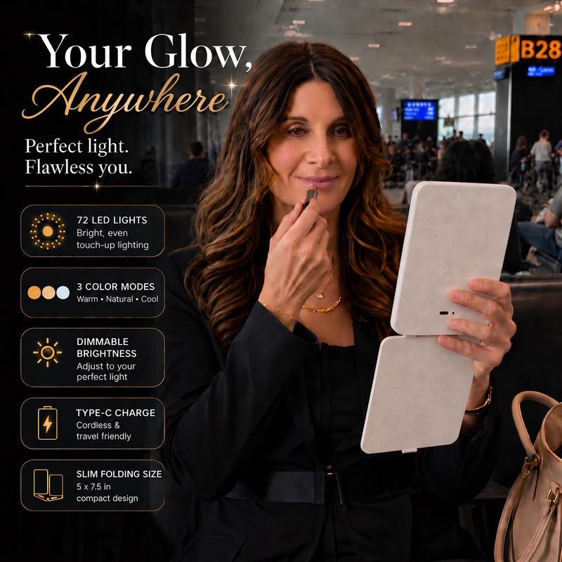 Portable LED Makeup Mirror – Rechargeable, Adjustable Brightness, Compact & Travel-Friendly - 12