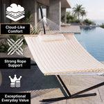 2-Person Quilted Outdoor Hammock 12FT – Double Layer with Pillow & Storage - 12