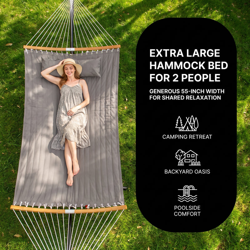 2-Person Hammock with Adjustable-Height Stand, Pillow & Carrying Bag - 12