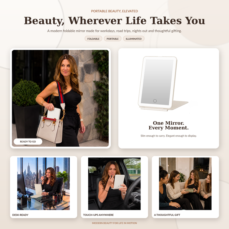 Portable LED Makeup Mirror – Rechargeable, Adjustable Brightness, Compact & Travel-Friendly - 13