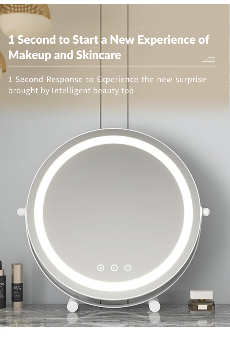 Metal Desktop Makeup Mirror  3-Level LED Lighted Vanity Mirror  Adjustable Rotating Makeup Mirror for Clear Imaging