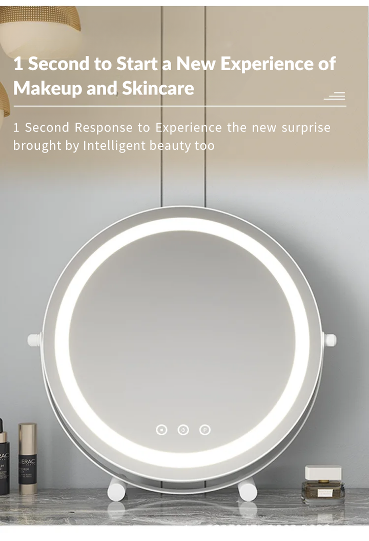 Metal Desktop Makeup Mirror  3-Level LED Lighted Vanity Mirror  Adjustable Rotating Makeup Mirror for Clear Imaging