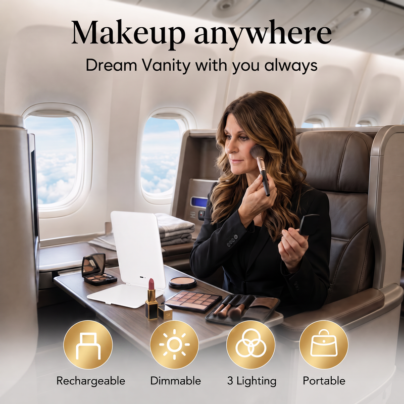 Portable LED Makeup Mirror – Rechargeable, Adjustable Brightness, Compact & Travel-Friendly - 13
