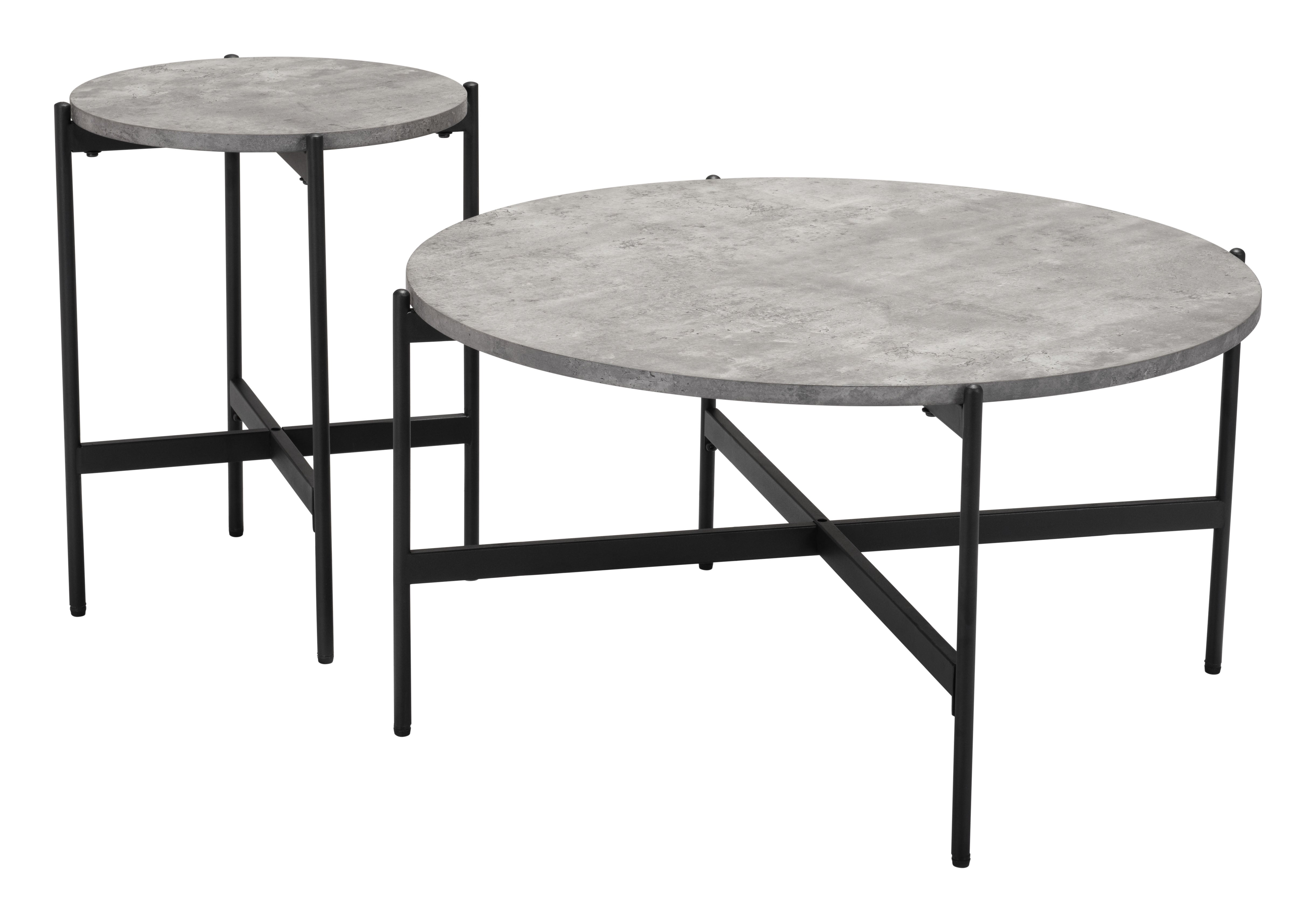 Malo Coffee Table Set (2-Piece) Gray & Black