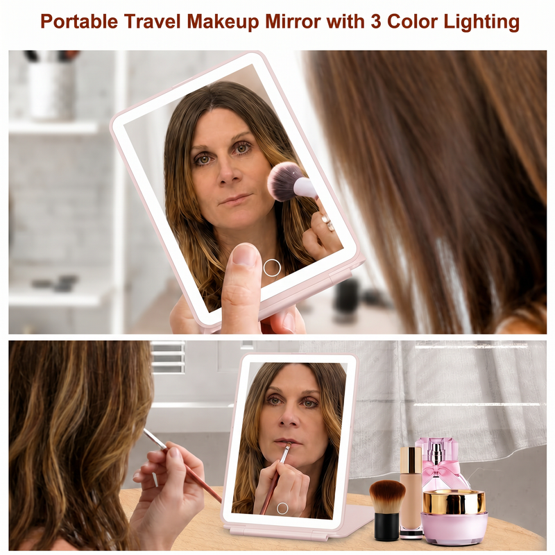 Portable LED Makeup Mirror – Rechargeable, Adjustable Brightness, Compact & Travel-Friendly - 14