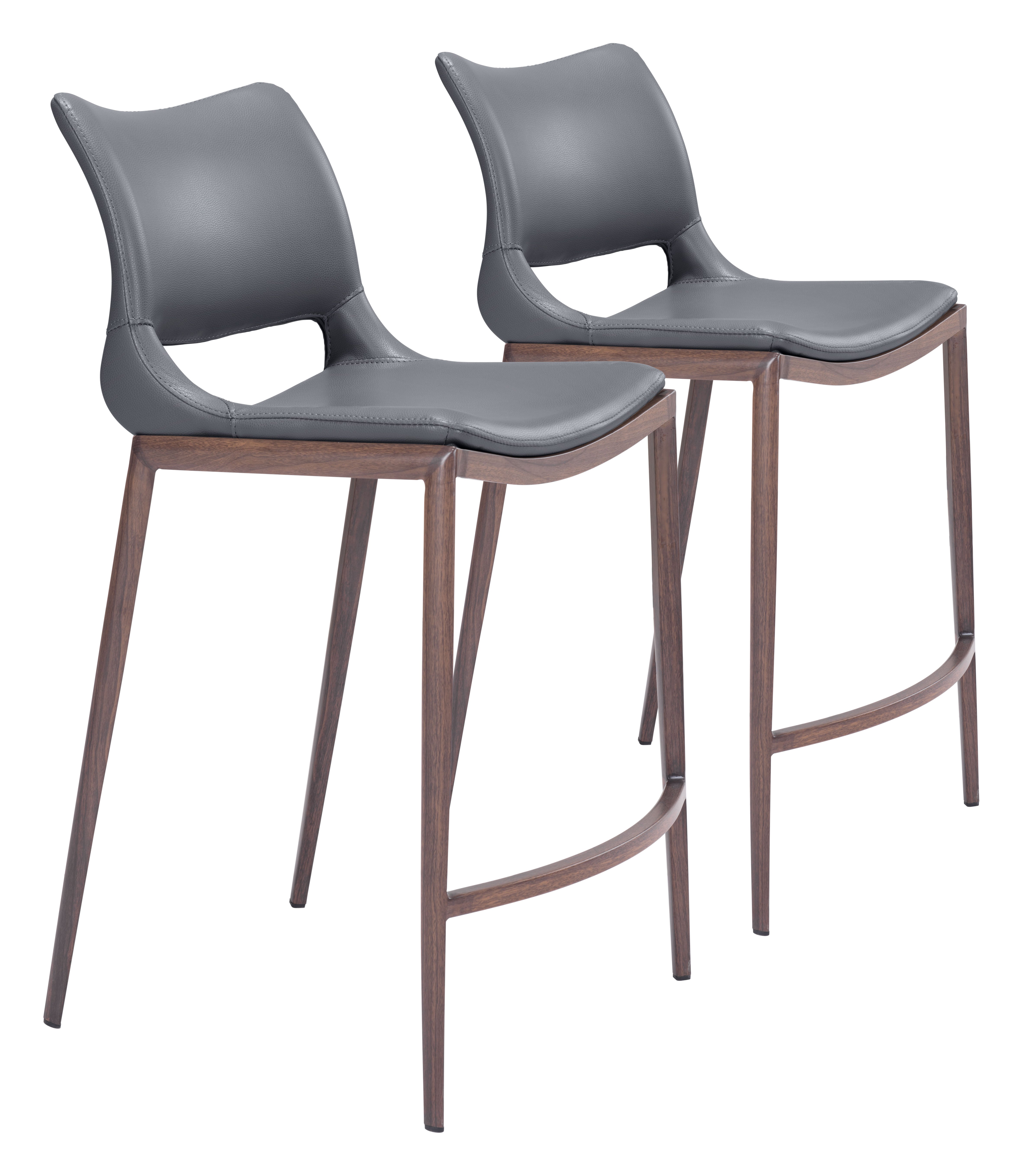 Ace Counter Stool (Set of 2) Dark Gray & Walnut