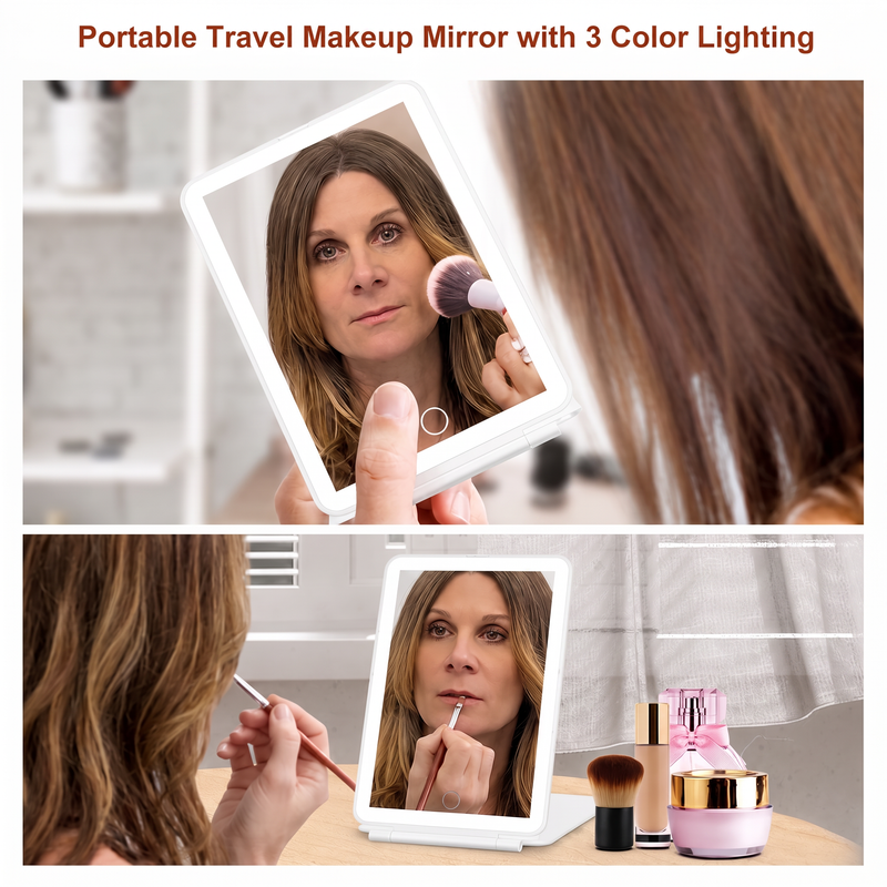 Portable LED Makeup Mirror – Rechargeable, Adjustable Brightness, Compact & Travel-Friendly - 15