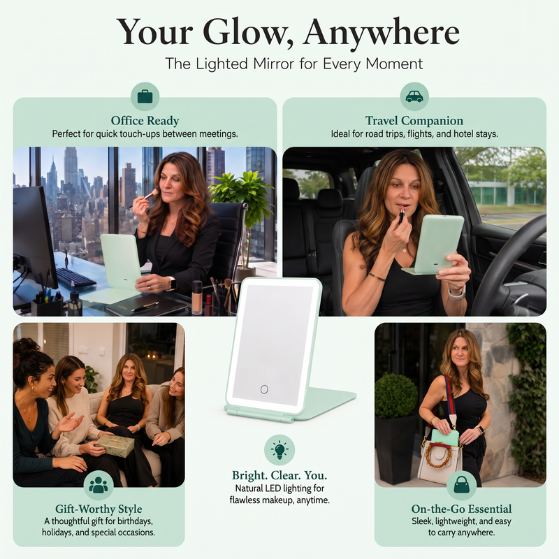 Portable LED Makeup Mirror – Rechargeable, Adjustable Brightness, Compact & Travel-Friendly - 15