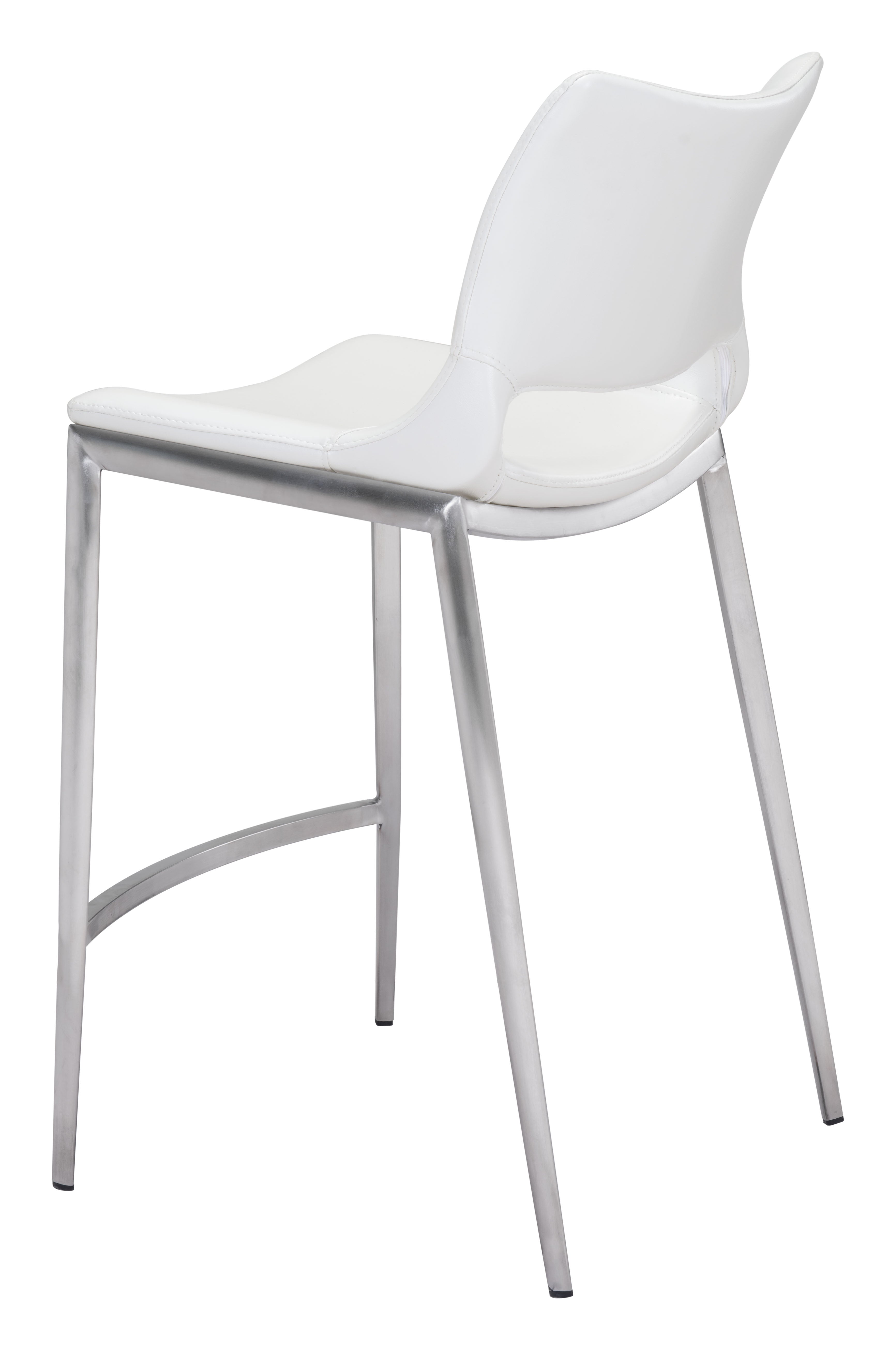 Ace Counter Stool White & Silver