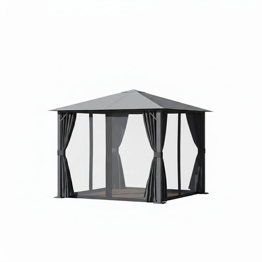 Exclusive 10' x 10' Patio Gazebo - Premium Black Outdoor Canopy Shelter with Vented Roof