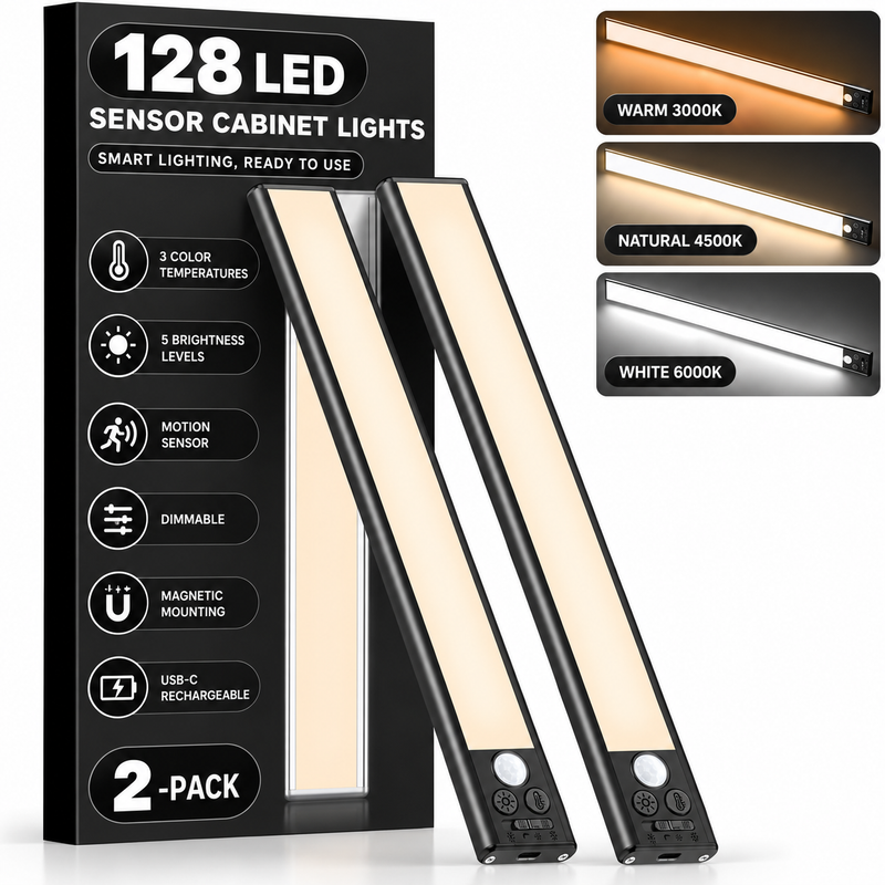 Rechargeable Under Cabinet Lights with Motion Sensor, 2-Pack - 1