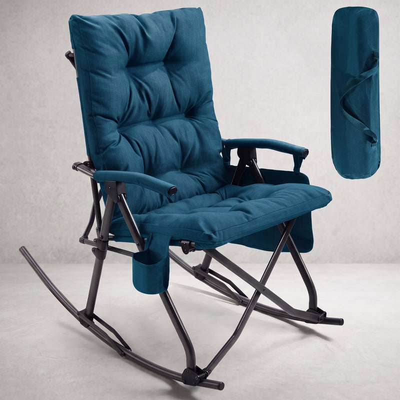 Oversized Folding Rocking Camping Chair with Padded Comfort & Portable Design - 1