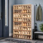 Foldable Shoe Cabinet with Doors – Slim Entryway Shoe Storage Organizer - 1