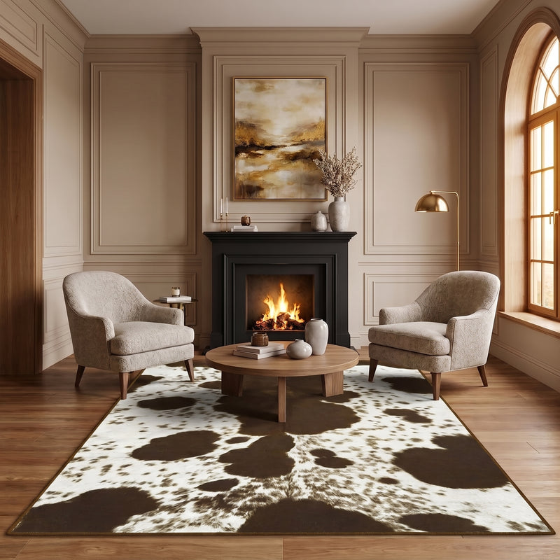 Faux Cowhide Rug – Animal Print Area Rug for Living Room, Bedroom & Office - 1