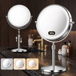 Rechargeable LED Lighted Double Sided Magnifying Makeup Mirror – Height Adjustable with Adjustable Brightness - 1