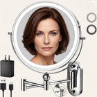 Rechargeable Wall Mounted Makeup Mirror with LED Light – Adjustable Brightness, Magnifying - 1