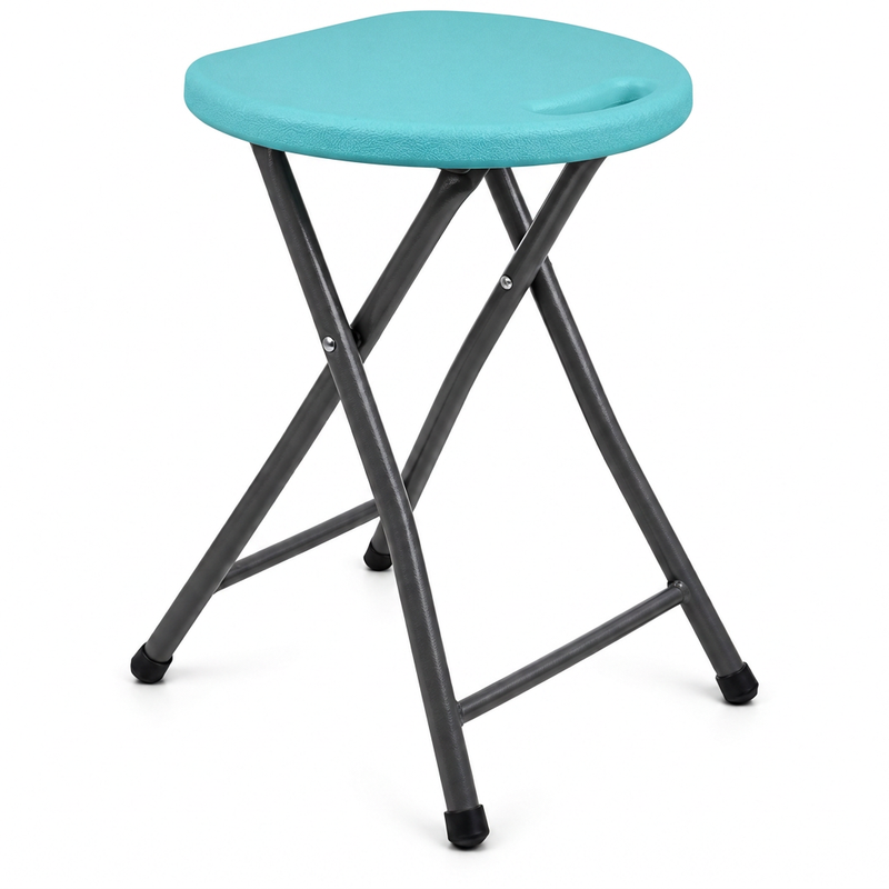 Folding Stool with Metal Frame – Indoor & Outdoor Seating - 1