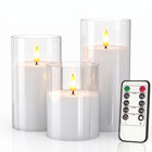 Flameless Candles with Remote & Timer – Glass Pillar Set of 3 - 1
