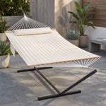 Outdoor Double Hammock with Stand for 2 – Heavy Duty Steel Frame, Pillow Included - 1