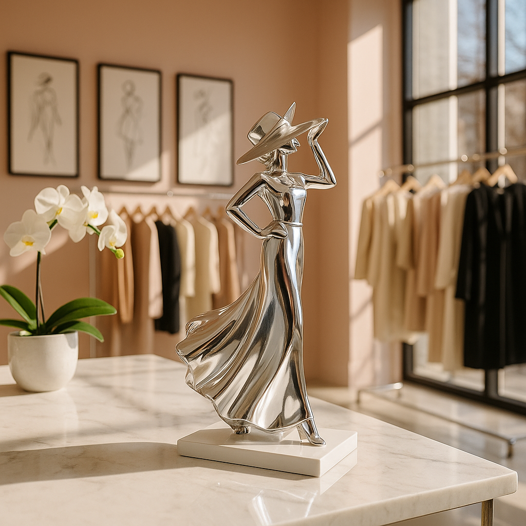Exclusive Solange Sculpture Chrome - Premium 24" Handmade Resin Art Collection