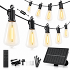 Outdoor Solar String Lights with Remote — Black, 37–108 ft - 1