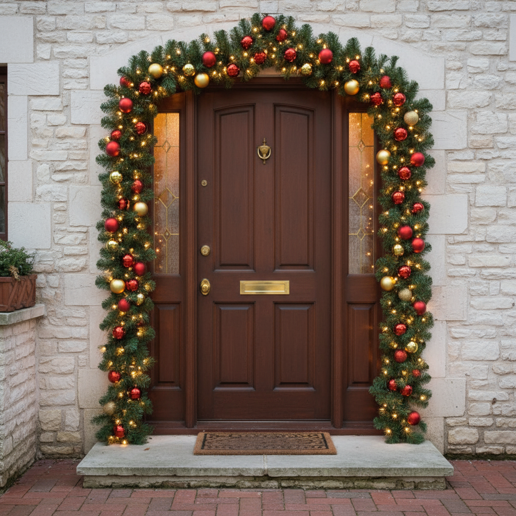 Christmas Garlands 4 pcs with Baubles Green 106.2" PVC