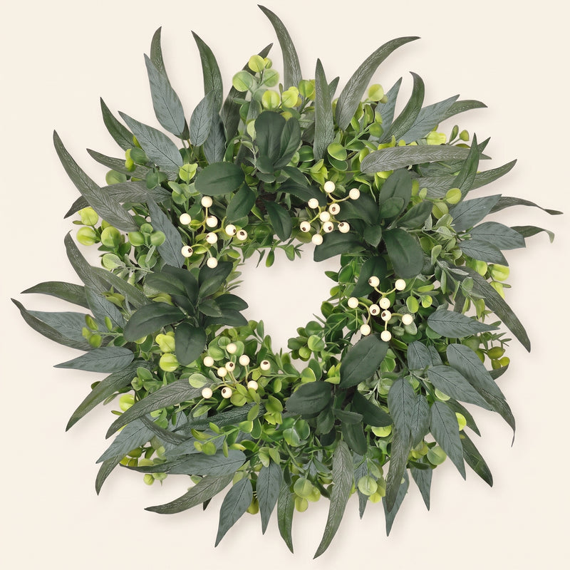EUCALYPTUS WREATH FOR FRONT DOOR – FARMHOUSE GREENERY DÉCOR - 1