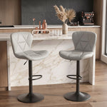 COUNTER BAR STOOLS SET OF 2 – ADJUSTABLE SWIVEL FAUX LEATHER SEATS - 1
