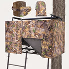 Hunting Tree Stand Blinds Cover 142" x 35" Extra Large Camouflage Universal Tree Stand Blinds Realistic Forest Camo Treestand Cover with Zipper for Deer Elk Hunting, Frames Not Included - 1
