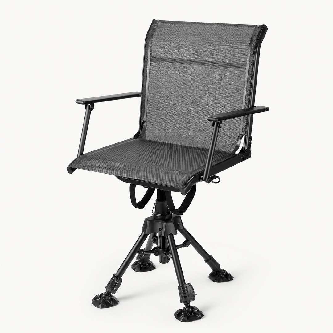 360° Swivel Hunting Chair with Adjustable Legs & Rifle Rest – Portable Tripod Seat - 1