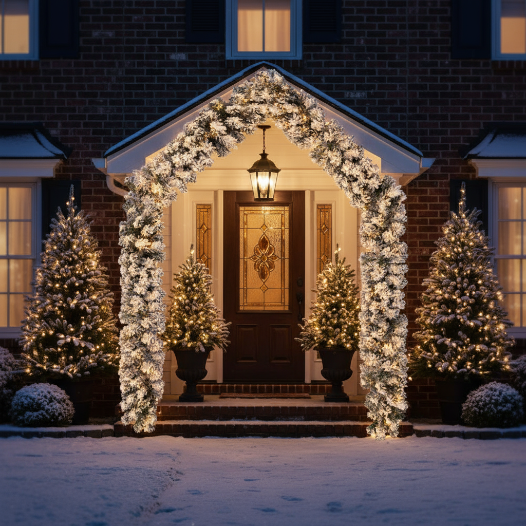 Christmas Garland with Flocked Snow Green 66 ft PVC