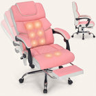 Executive Massage Office Chair with Heated Lumbar, Reclining Backrest & Extendable Footrest - 1