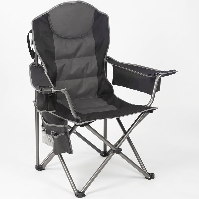 Oversized Portable Camping Chair with Lumbar Support & Cooler Bag - 1