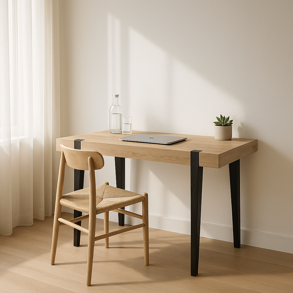 45" Natural and Dark Brown Writing Desk