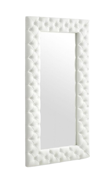 80" White Faux Leather Framed Leaning Accent Mirror