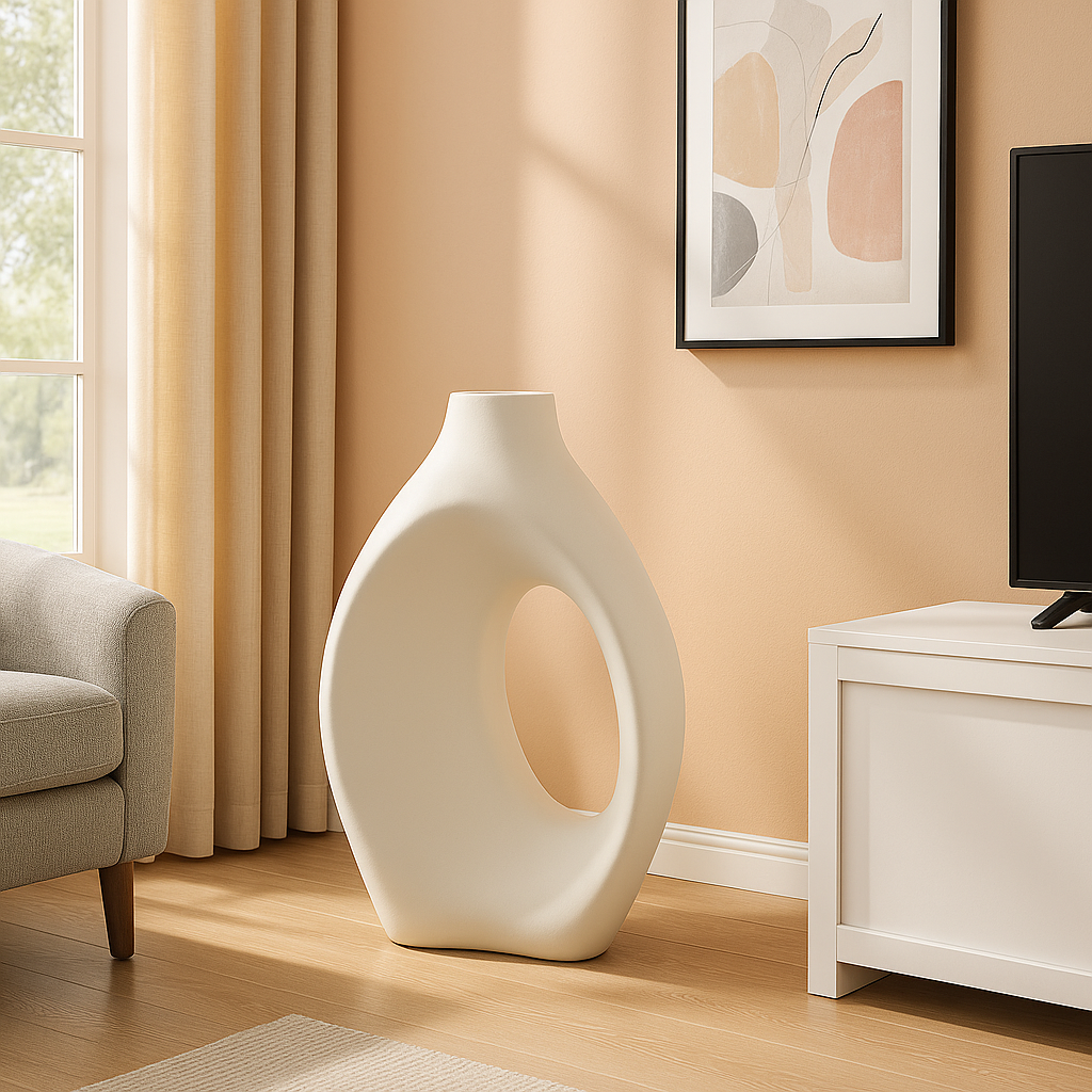 Exclusive Simi Vase Large White - Premium 34" Modern Resin Statement Collection