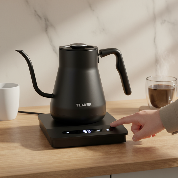 Electric Gooseneck Kettle Temperature Control Pour-Over Tea Kettle for Coffee Brewing;  Stainless Steel Inner;  1300W Rapid Heating; Water Boiling Kettle Black