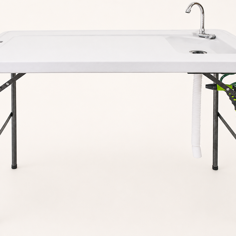 Folding Fish Cleaning Table with Sink & Sprayer Options - 1