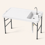 Folding Fish Cleaning Table with Sink & Sprayer Options - 1