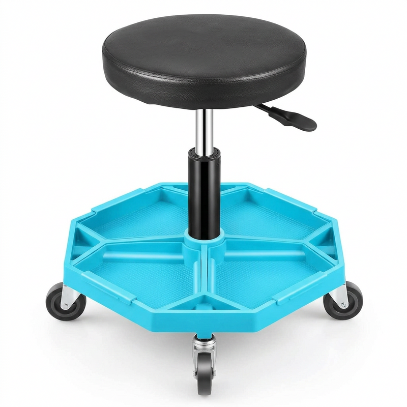 360° Swivel Pneumatic Mechanic Stool — 300–330 lbs Capacity, Padded Seat | Trufairs - 1